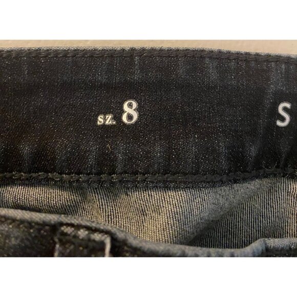 Black Mid-Rise Skinny Ankle Jeans Stud Detailing Size 8 - Picture 4 of 12